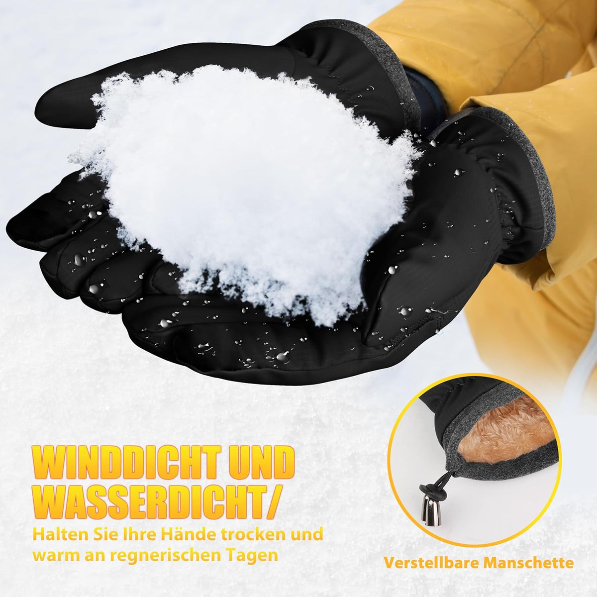 ihuan Thermo Fahrradhandschuhe für Damen und Herren – Warme Winter- und Schneehandschuhe, touchscreen-kompatibel, wasserdicht, winddicht und rutschfest, Sporthandschuhe zum Radfahren, Laufen, Skifahren und Wandern
