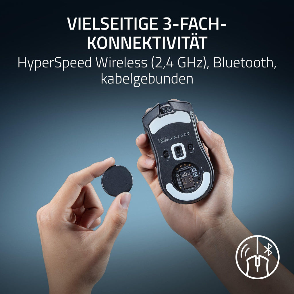 Razer Cobra Pro - kabellose Gaming-Maus mit RGB - Optischer Focus Pro Sensor mit 30K DPI (10 Anpassbare Tasten, HyperSpeed Wireless Polling 8K Hz, Bluetooth, Chroma-Beleuchtung mit 11 Zonen) Weiß
