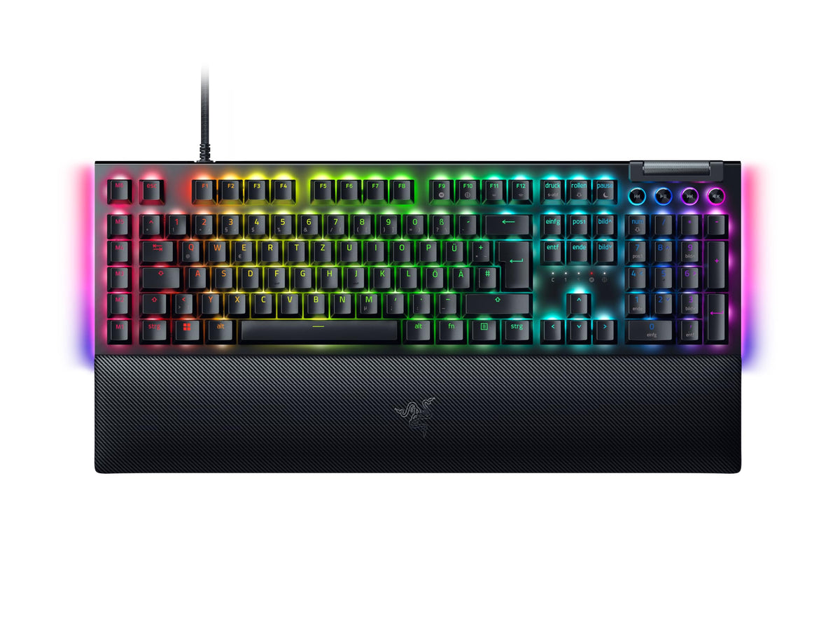 Razer BlackWidow V4 - Mechanische Gaming-Tastatur Chroma RGB (Mechanische Yellow Switches, 6 eigene Makro-Tasten, Doubleshot-ABS-Tastenkappen) QWERTZ DE-Layout | Schwarz