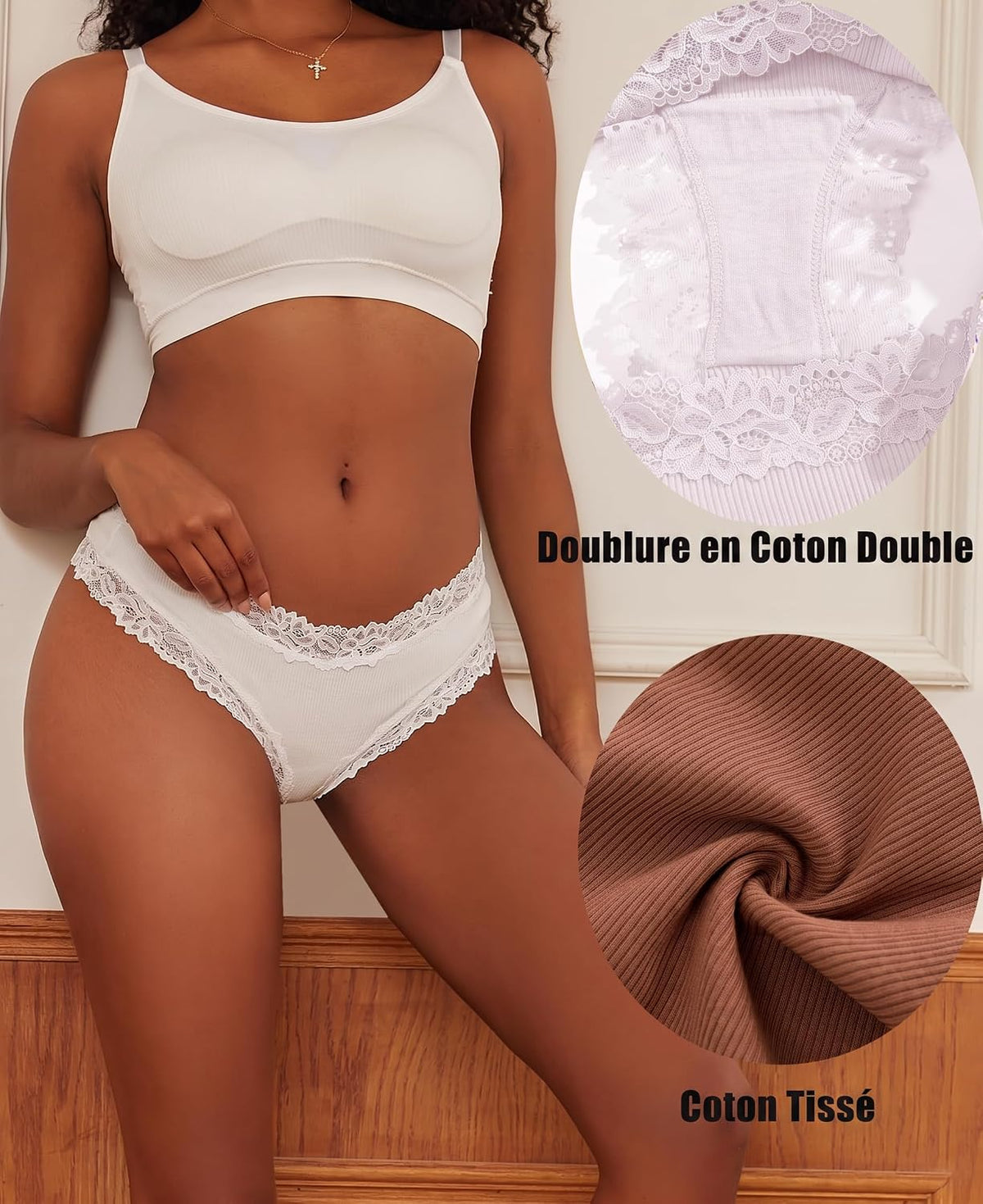 ALL OF SHE 6er-Pack Damen-Unterwäsche aus Baumwolle, Slips mit Spitze, weiche Hipster, sexy Unterhosen im Multipack