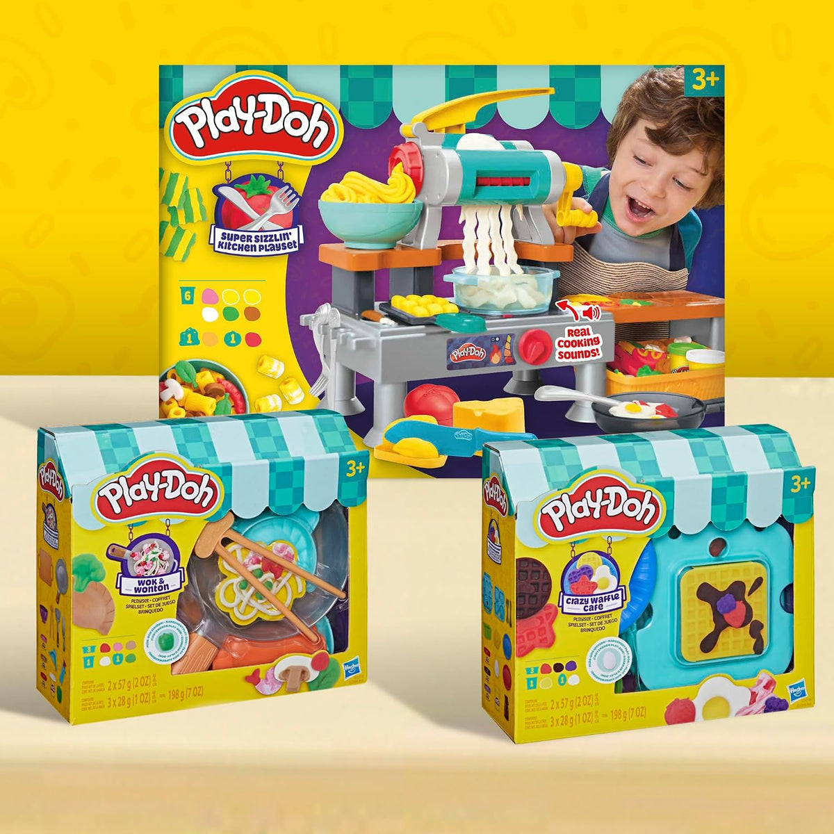 Play-Doh Super Sizzlin' Kitchen Playset, Realistic Cooking Toy Sounds, 25+ Play Foods to Create, Kids Arts & Crafts 3+