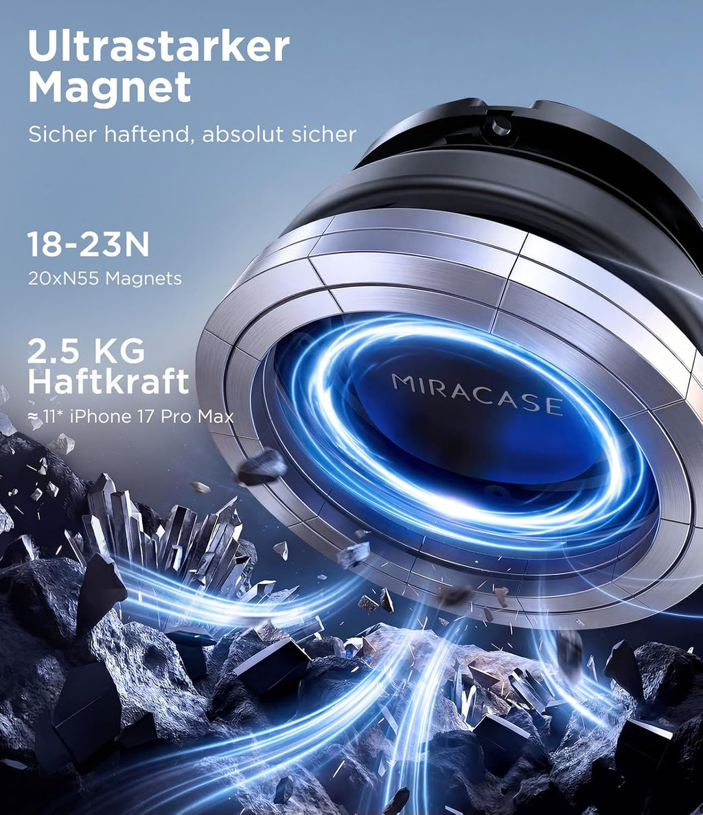 Miracase [2026 Upgraded Handyhalterung Auto Handy Halterung,Universal Car Phone Holder[Stärkste Saugnapf & Lüftungshaken] 360° Drehbar kfz autohalterung Lautsprecher für iPhone Samsung Galaxy Google