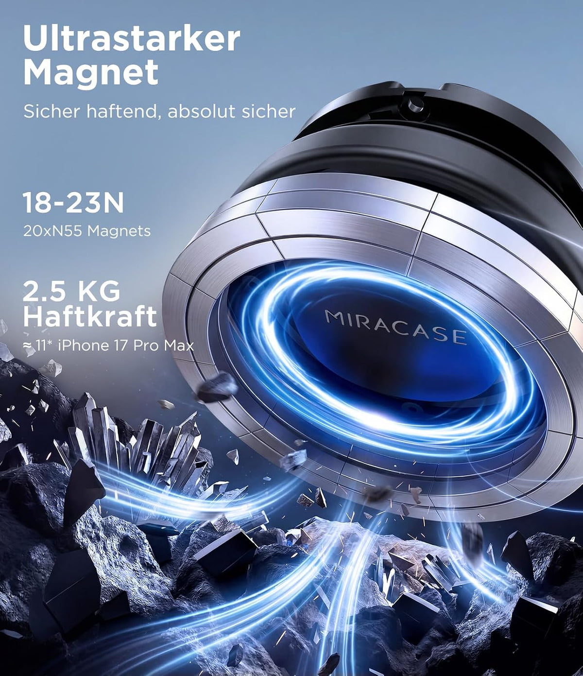 Miracase [2026 Upgraded Handyhalterung Auto Handy Halterung,Universal Car Phone Holder[Stärkste Saugnapf & Lüftungshaken] 360° Drehbar kfz autohalterung Lautsprecher für iPhone Samsung Galaxy Google