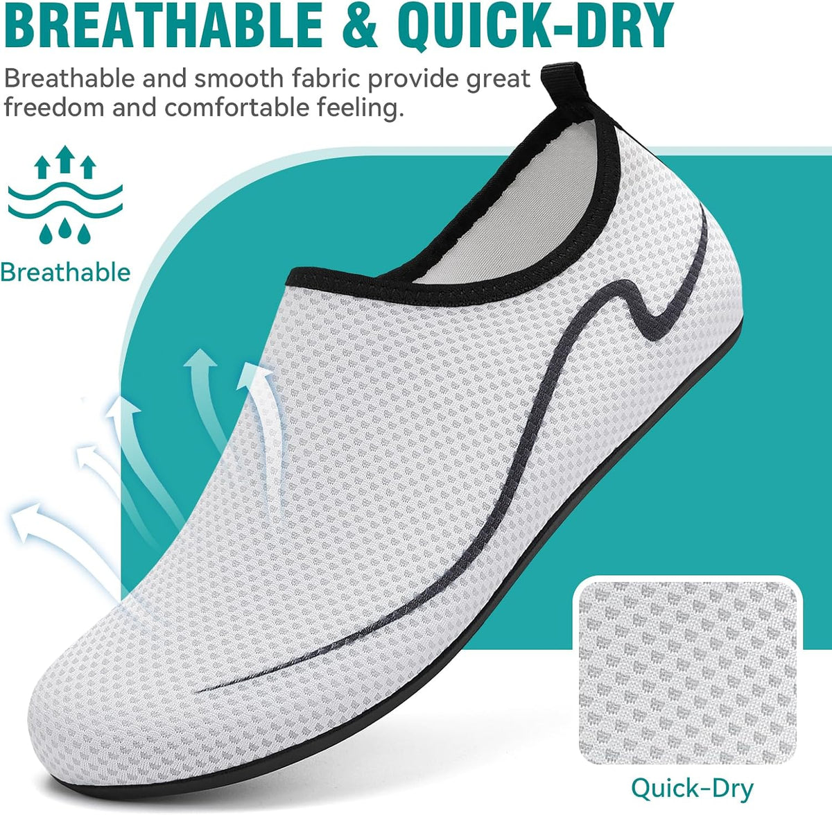 Water Shoes for Women Men Quick-Dry Beach Swim Socks with Non-Slip Sole
