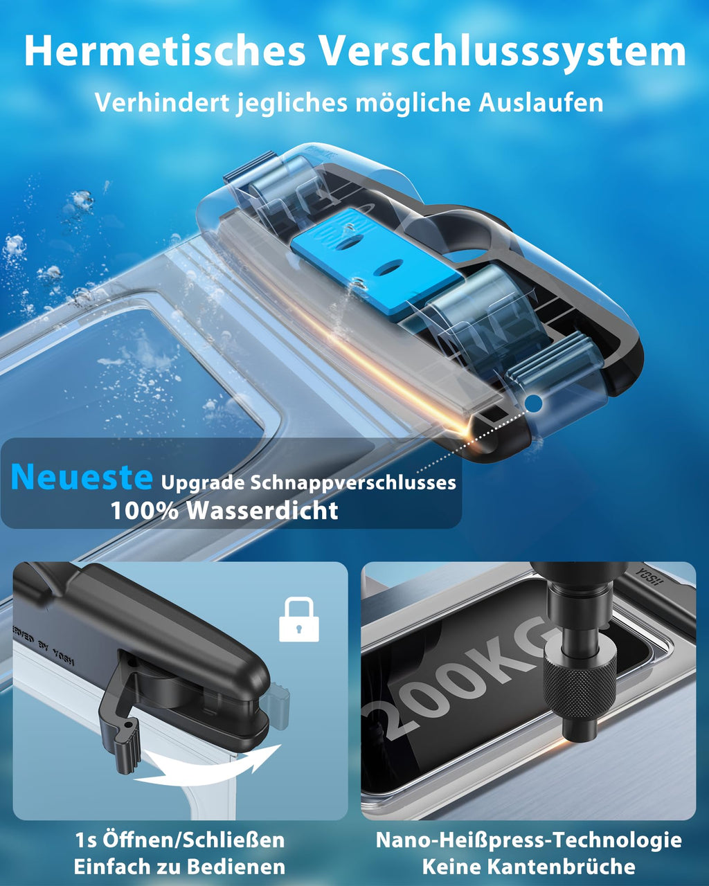 YOSH wasserdichte Handyhülle [Schwimmende & Nahtloser] 2 STK., bis zu 7,5"
