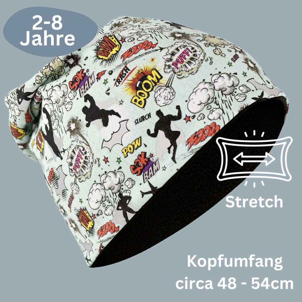 HECKBO 360° Reflektor Kinder Mütze & Loop Schal Set - 95% Baumwolle - weiches & pflegeleichtes Stretch-Material - Beanie Frühling Herbst Winter (48-54 cm)
