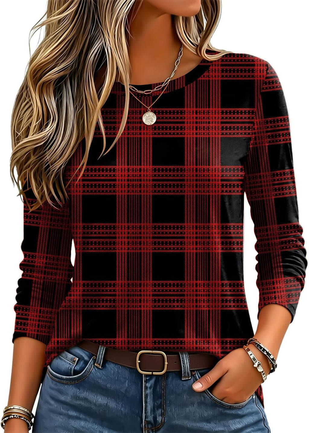 Zeagoo Women's Casual Shirts Long Sleeve Tops Crewneck Tshirts Fall Clothes