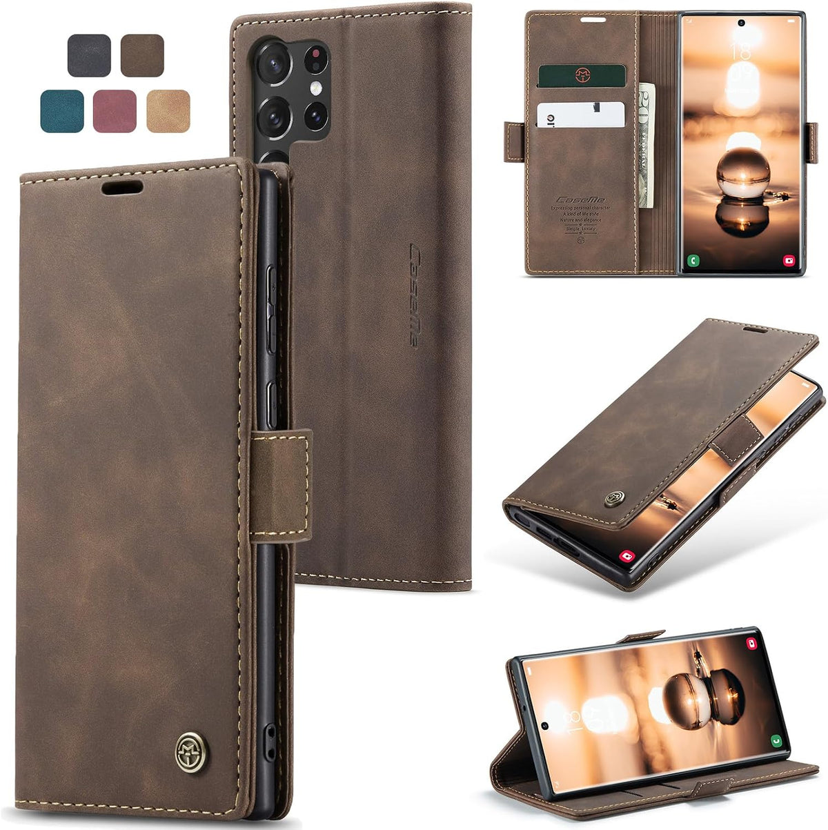 Handyhülle für Honor Magic 6 Pro Hülle Premium PU Klapphülle RFID Lederhülle Faltbare Schutzhülle Kartenfach Standfunktion Handytasche Hülle Honor Magic 6 Pro 5G - Schwarz