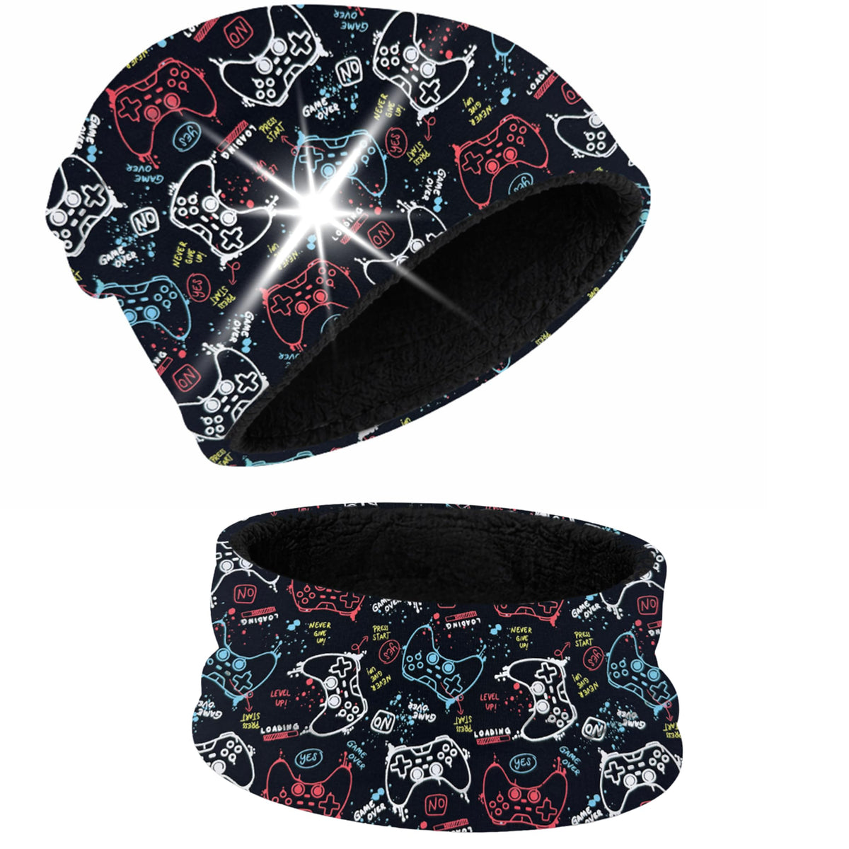 HECKBO 360° Reflektor Kinder Mütze & Loop Schal Set - 95% Baumwolle - weiches & pflegeleichtes Stretch-Material - Beanie Frühling Herbst Winter (48-54 cm)