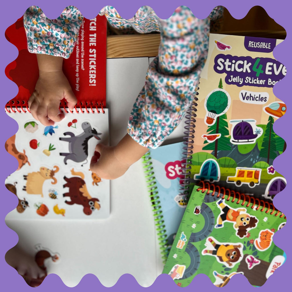 Stick4Ever Jelly Sticker Book® - for Kids - Waterproof, Easy to Clean Reusable Sticker Book for Toddlers- Reusable Road Trip Activities for Kids - Stocking Stuffers for Toddlers (Farm)