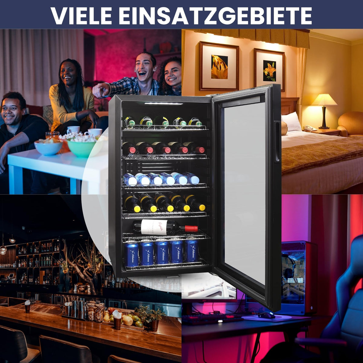 Sommertal Getränkekühlschrank 50L | Glastür, Touch, LED, abschließbar