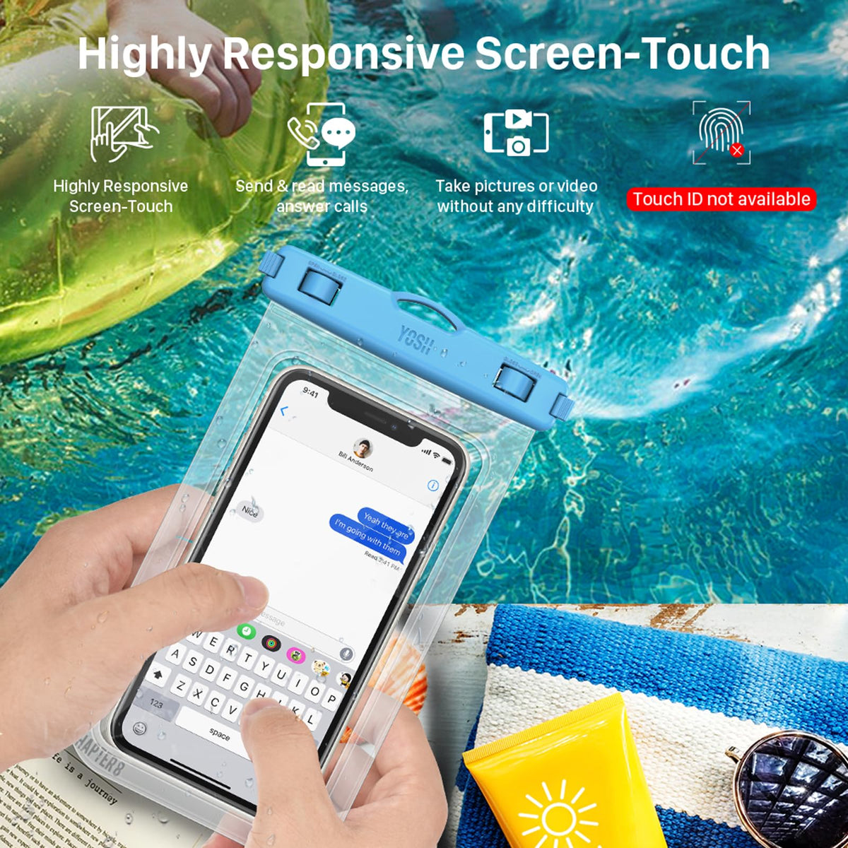 YOSH wasserdichte Handyhülle [Schwimmende & Nahtloser] 2 STK., bis zu 7,5"