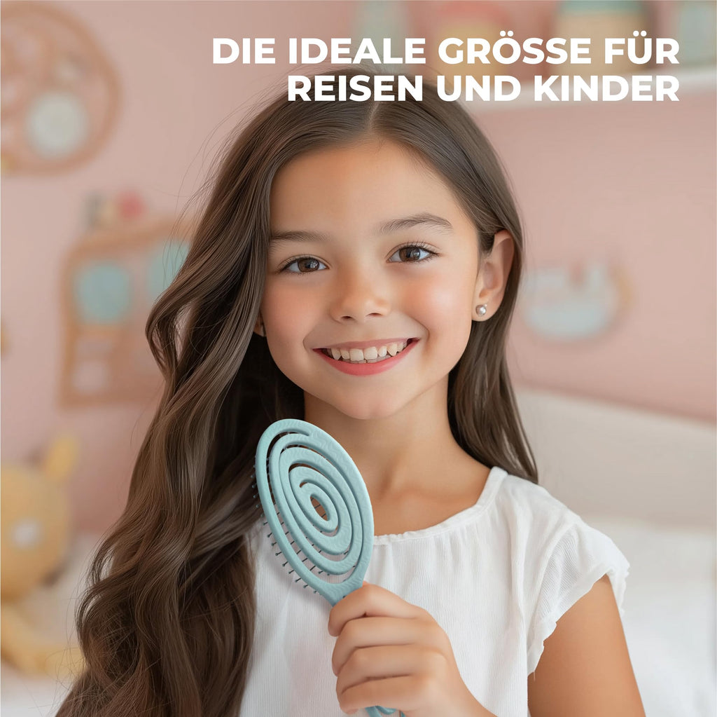 Ninabella Haarbürste ohne Ziepen - Detangler Bürste, Entwirrbürste & Lockenbürste für feines und langes Haar - Haarbürste Damen Herren Kinder - für nasse und trockene Haare - Limettengrün