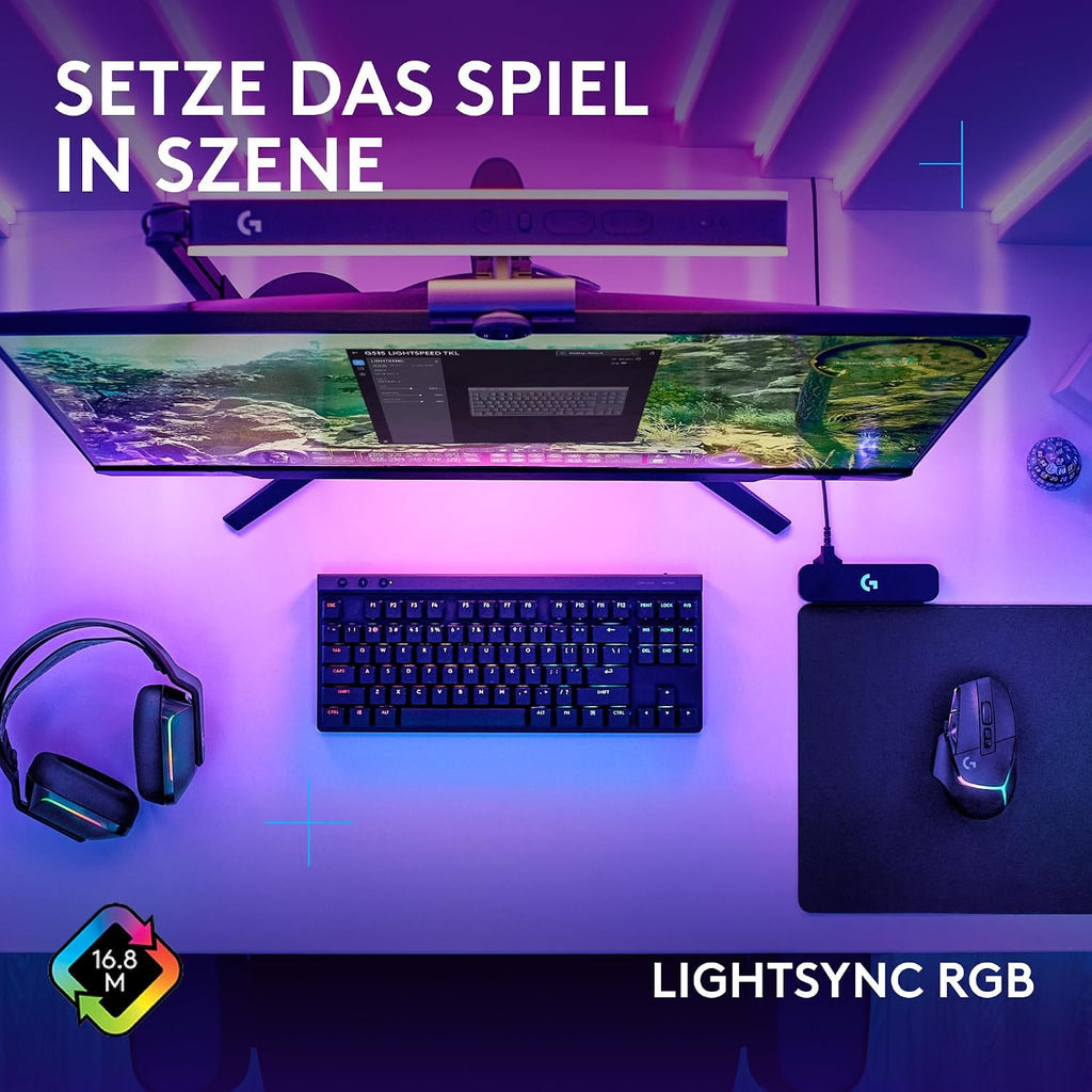 Logitech G G515 LIGHTSPEED TKL kabellose flache Gaming-Tastatur (Schwarz)