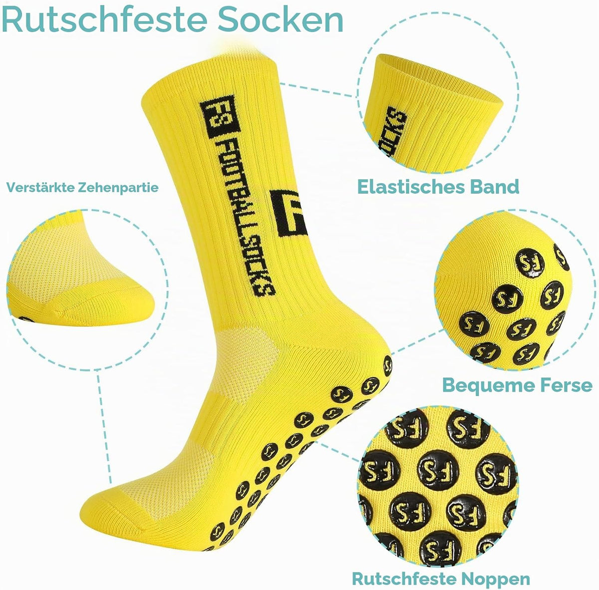 FANTESI 3 Paare Fußballsocken für Herren Damen,Sportsocken Fußball