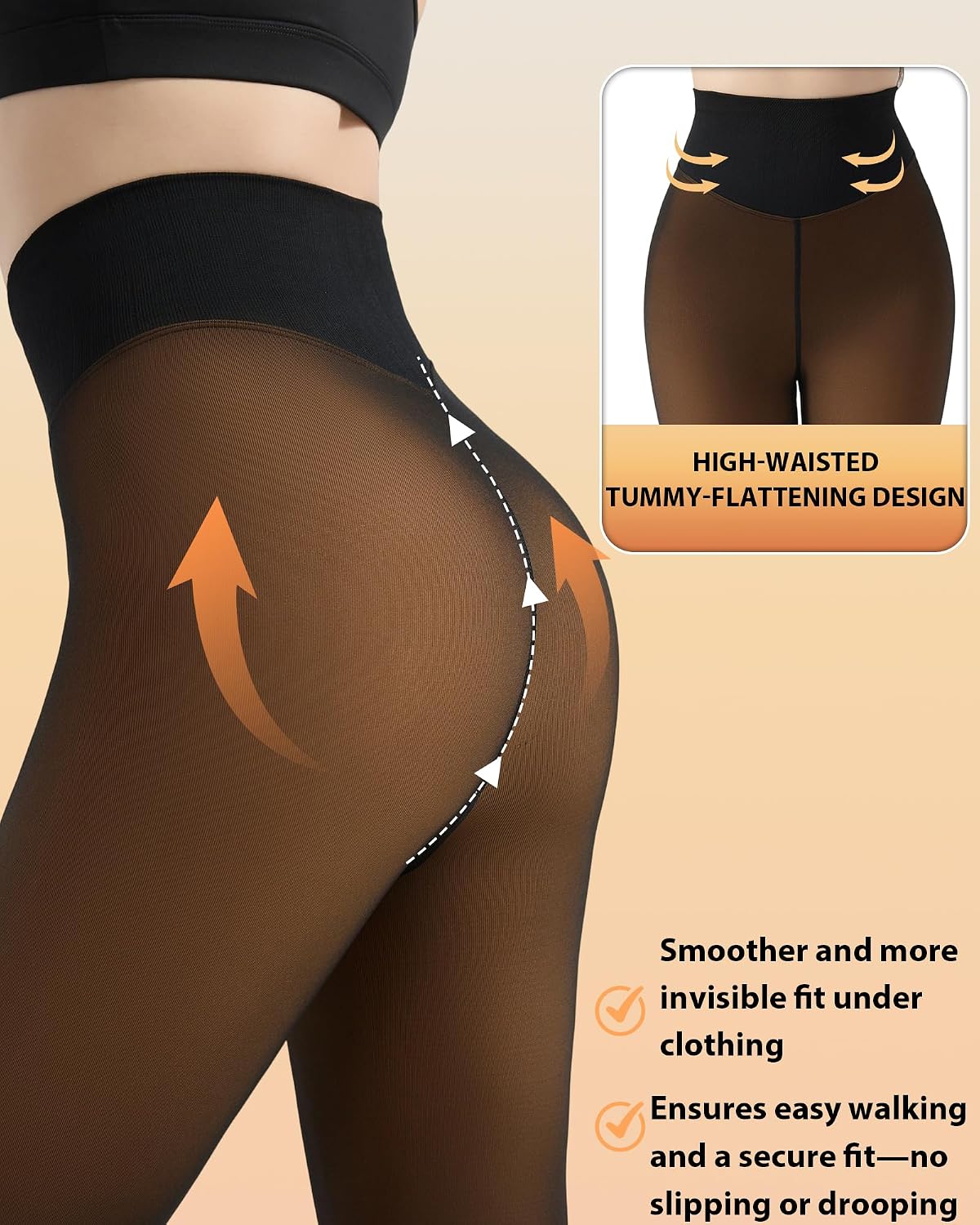 HOWIN Collant Polaire Femme Collant Thermique Effet Transparent Hiver