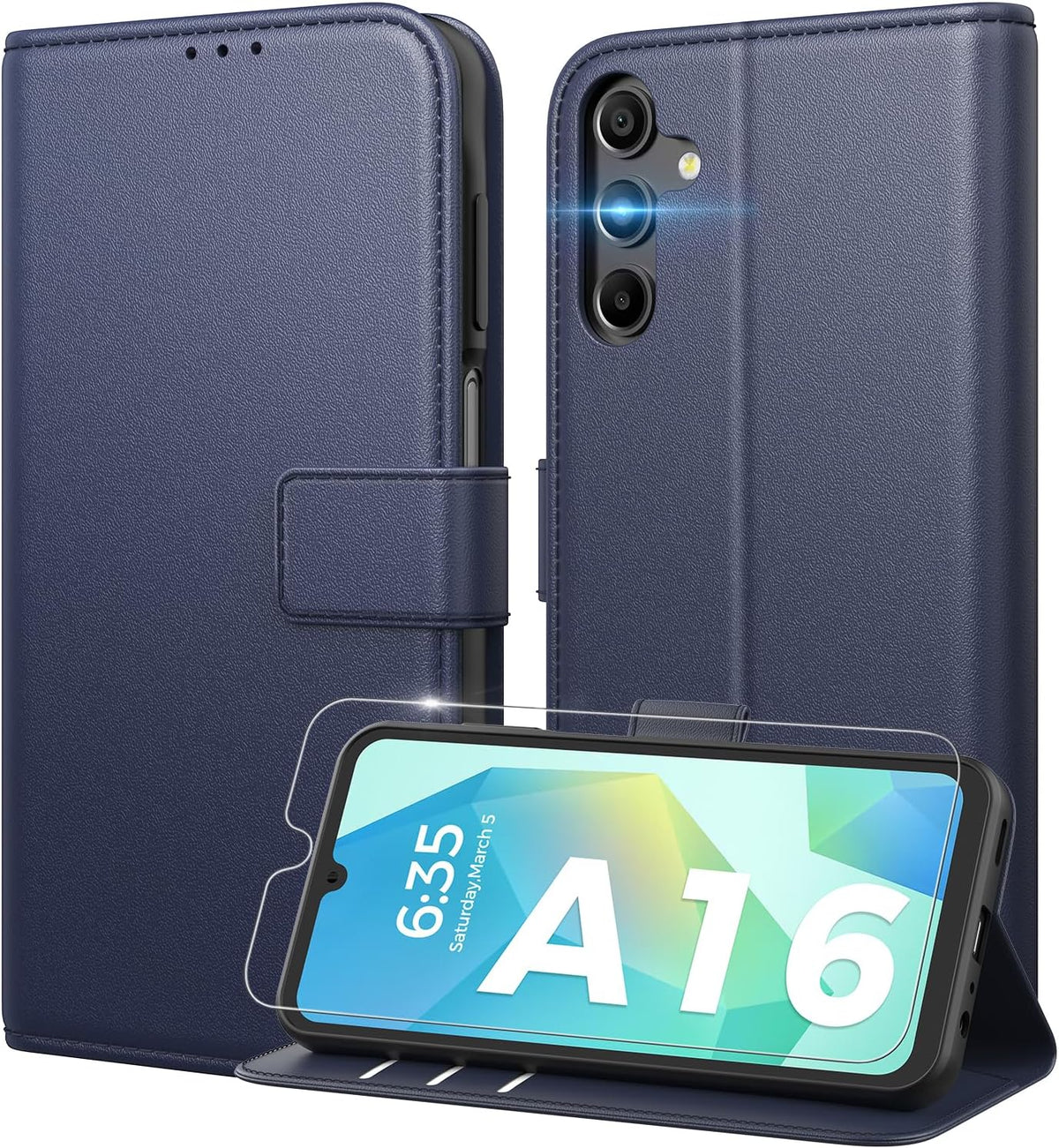 Peakally Handyhülle für Samsung Galaxy A17 5G Hülle [Mit 1 Stück Panzer Schutz Glas] [Premium PU Leder] [RFID-Blockierung] [Kartenfach] Klapphülle kompatibel mit Galaxy A17 5G / 4G - Grün