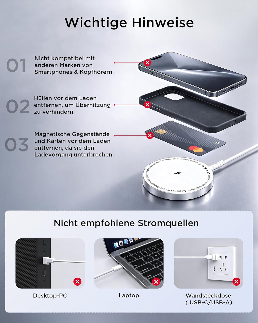 Mag-Safe Ladegerät für iPhone Ladestation: Starker Magnet Wireless Charger