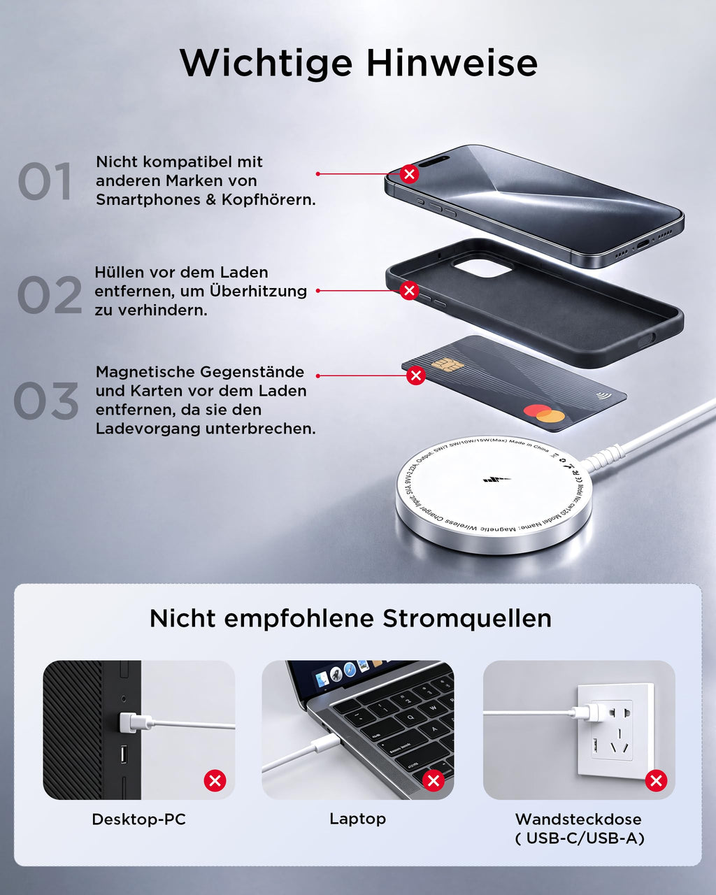 Mag-Safe Ladegerät für iPhone Ladestation: Starker Magnet Wireless Charger