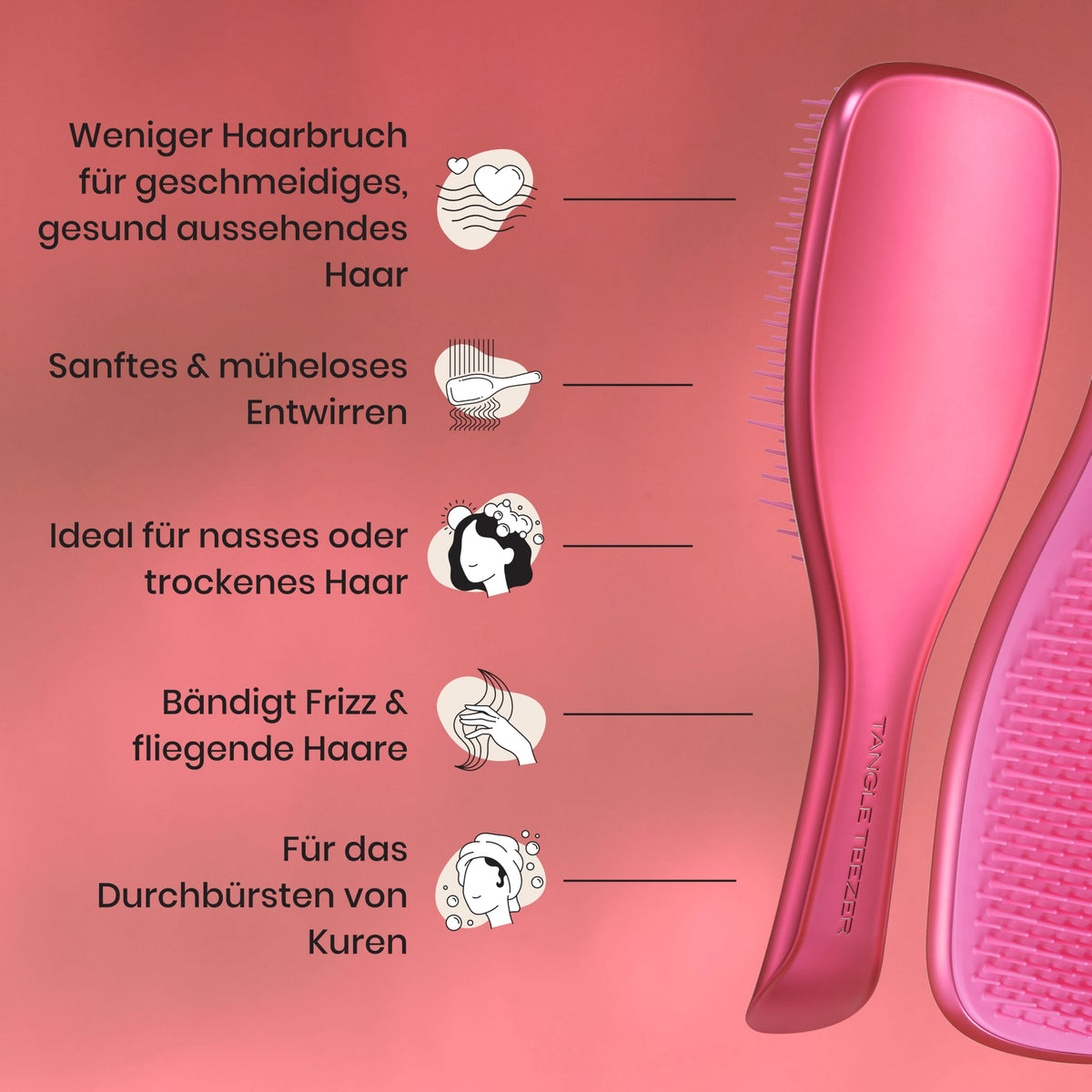 Tangle Teezer Ultimate Detangler Haarbürste – Nasses & Trockenes Haar – Entwirrungsbürste für Alle Haartypen – Zweistufige Borsten Reduzieren Haarbruch & Knoten – Champagner Gold mit Chrom-Finish