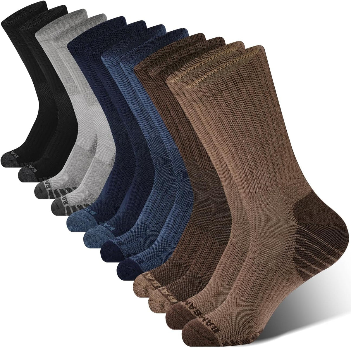 BAMBOO COOL Men's Crew Socks Athletic Cushioned Moisture Wicking 6 Pairs