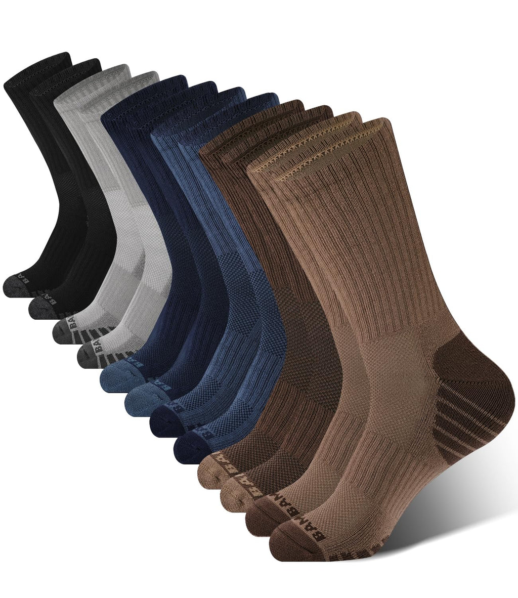 BAMBOO COOL Men's Crew Socks Athletic Cushioned Moisture Wicking 6 Pairs
