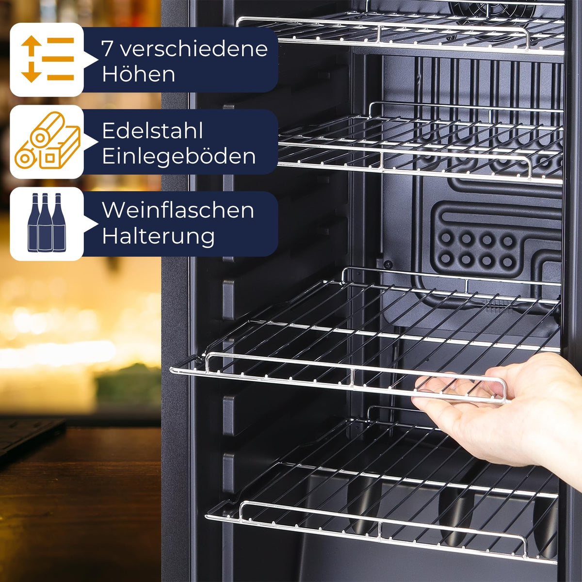 Sommertal Getränkekühlschrank 50L | Glastür, Touch, LED, abschließbar