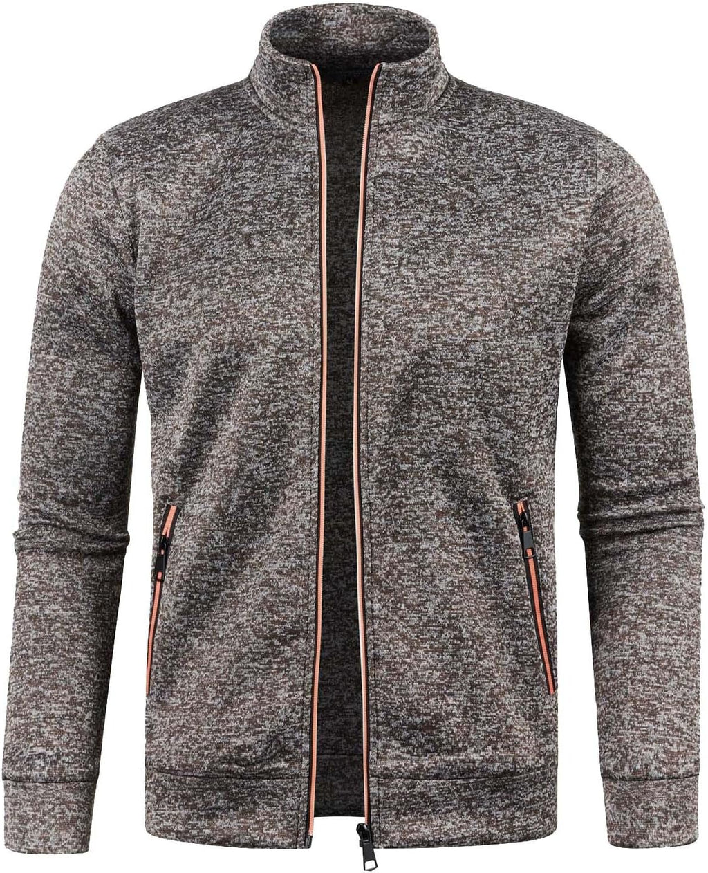 Generisch Sweatjacke Herren Ohne Kapuze Cardigan Mit Reißverschluss Langarm Janker Stehkragen Pullover Casual Warme Herbst/Winterjacke Klassischer Strickweste Trachtenjacke Freizeitjacke