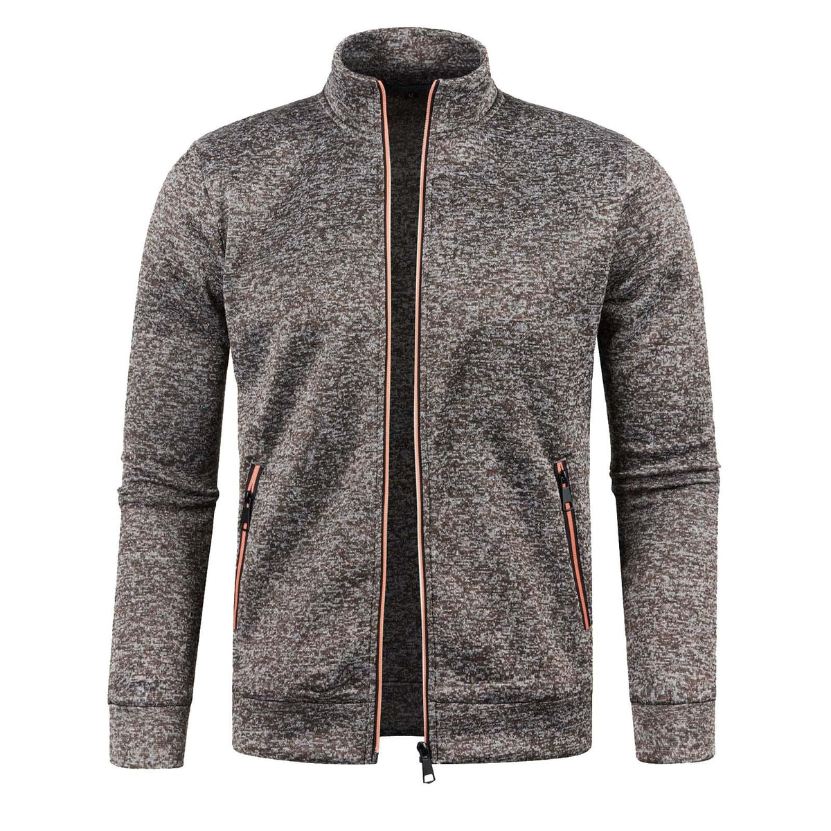 Generisch Sweatjacke Herren Ohne Kapuze Cardigan Mit Reißverschluss Langarm Janker Stehkragen Pullover Casual Warme Herbst/Winterjacke Klassischer Strickweste Trachtenjacke Freizeitjacke