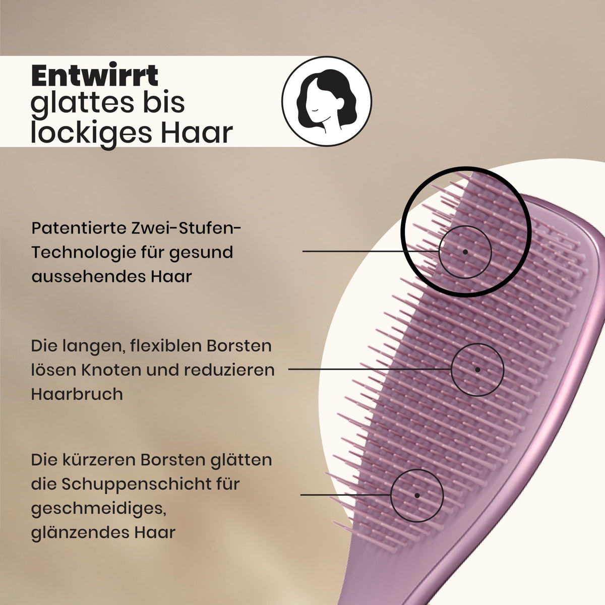 Tangle Teezer Ultimate Detangler Haarbürste – Nasses & Trockenes Haar – Entwirrungsbürste für Alle Haartypen – Zweistufige Borsten Reduzieren Haarbruch & Knoten – Champagner Gold mit Chrom-Finish
