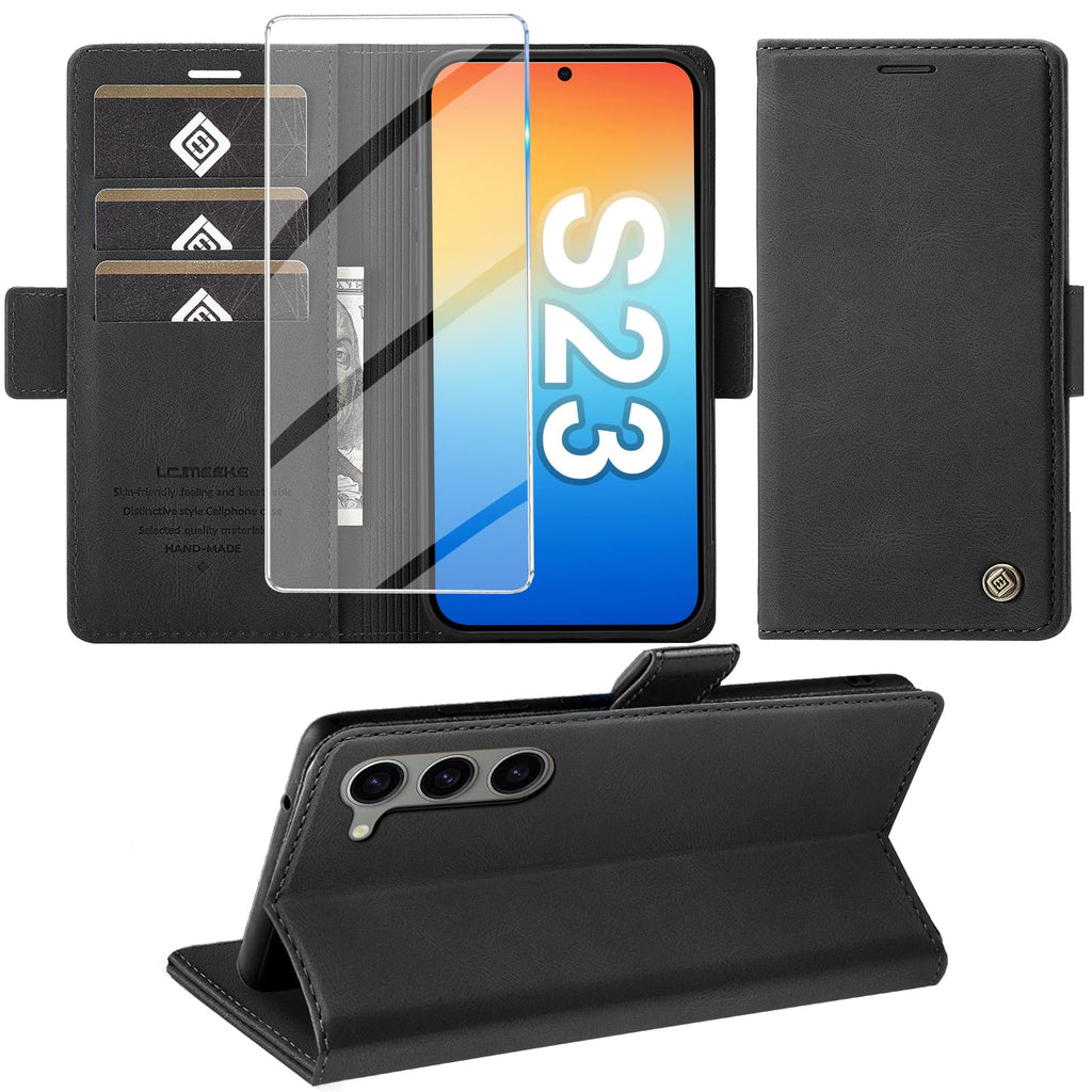 Giyer Handyhülle für Samsung Galaxy S24 5G Hülle mit Schutzfolie, Schutzhülle Galaxy S24 5G PU Leder Wallet Flip Case Standfunktion Kartenfach Klapphülle für Samsung S24 Ultra Full Cover (Grün)