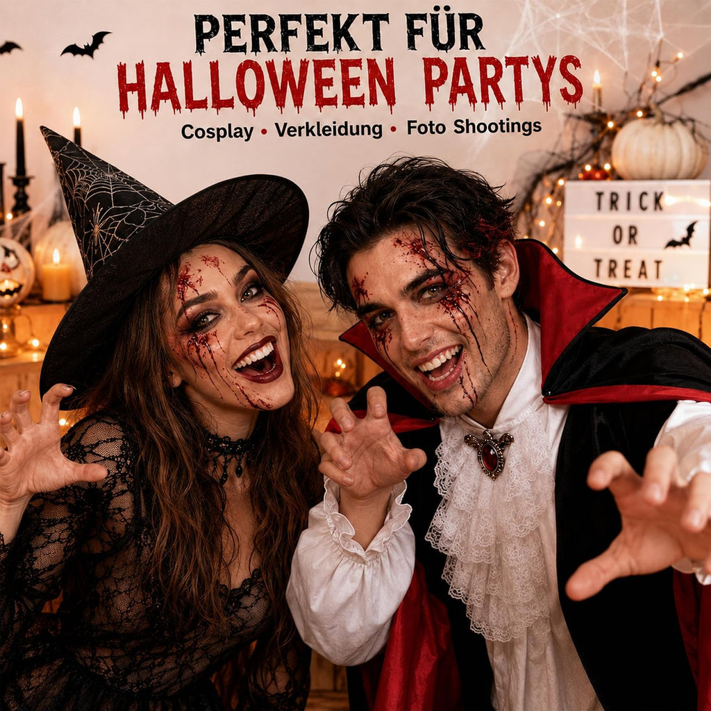 Kunstblut Halloween Fake Blood Schminke Make Up 10er Set Auswaschbar
