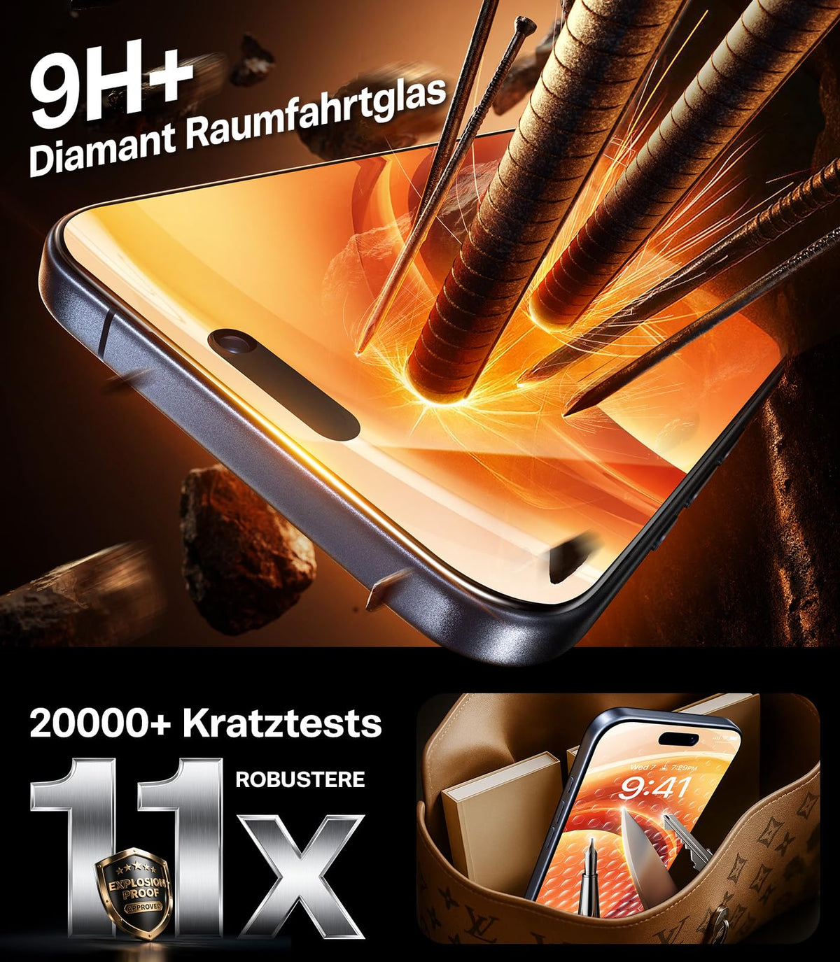 TORRAS für iPhone 18 Pro 9H+ Kratzfest Kameraschutz HD-Klares, Grau