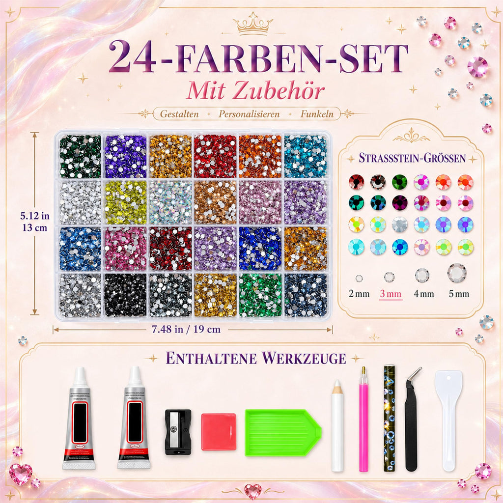 56 Farben Bedazzler Kit, 45.000 Stück 3mm Harz Strasssteine Set