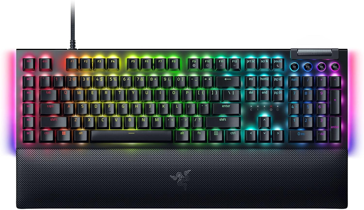 Razer BlackWidow V4 - Mechanische Gaming-Tastatur Chroma RGB (Mechanische Yellow Switches, 6 eigene Makro-Tasten, Doubleshot-ABS-Tastenkappen) QWERTZ DE-Layout | Schwarz