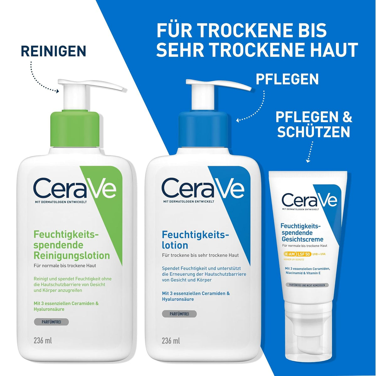 CeraVe Feuchtigkeitslotion für trockene Haut, Körper & Gesicht