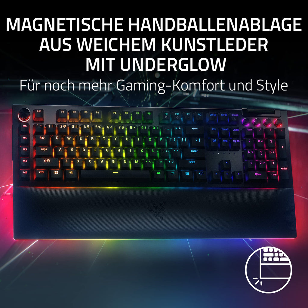 Razer BlackWidow V4 - Mechanische Gaming-Tastatur Chroma RGB (Mechanische Yellow Switches, 6 eigene Makro-Tasten, Doubleshot-ABS-Tastenkappen) QWERTZ DE-Layout | Schwarz