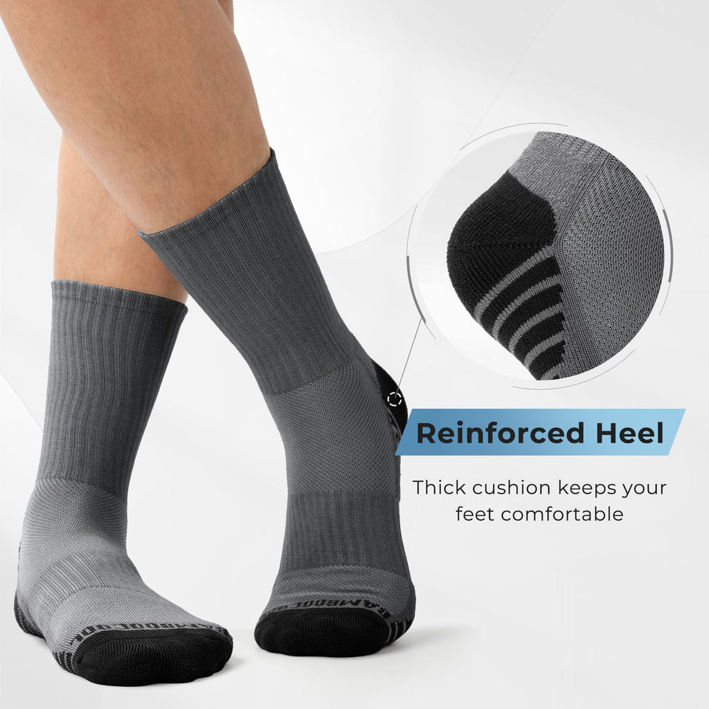 BAMBOO COOL Men's Crew Socks Athletic Cushioned Moisture Wicking 6 Pairs