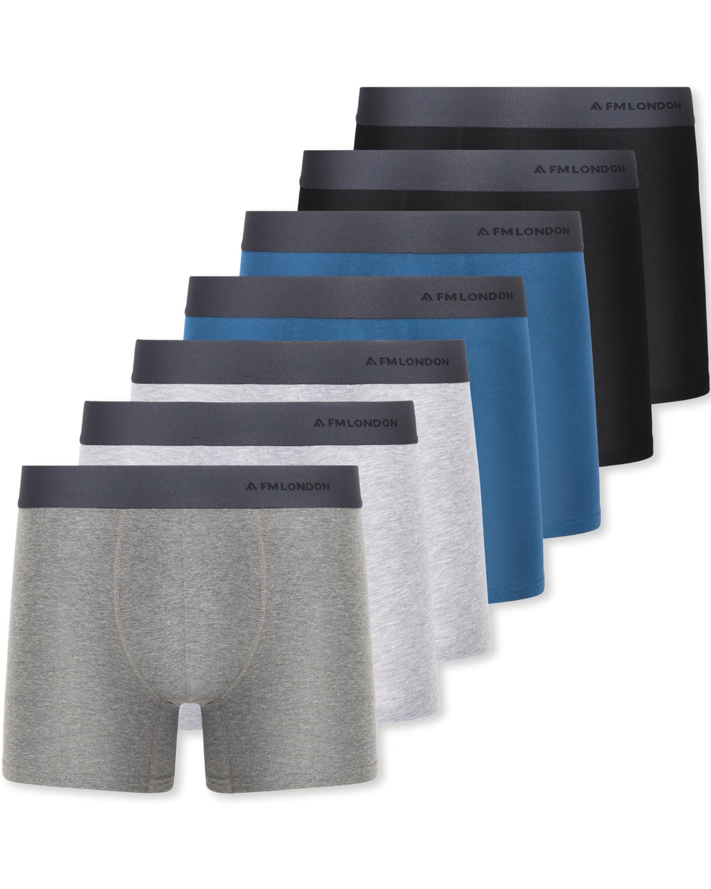 FM London Lot de 7 Boxers Respirants Homme sans Étiquette, Extensibles