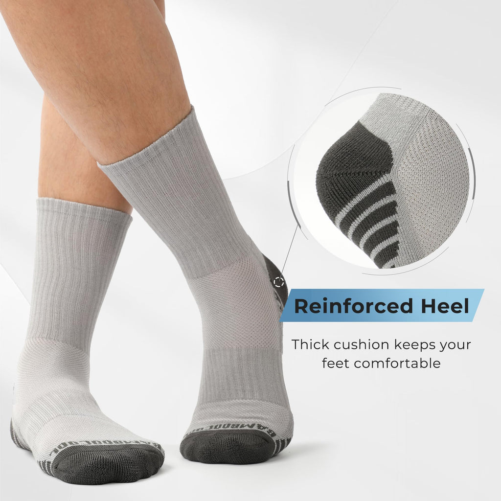 BAMBOO COOL Men's Crew Socks Athletic Cushioned Moisture Wicking 6 Pairs