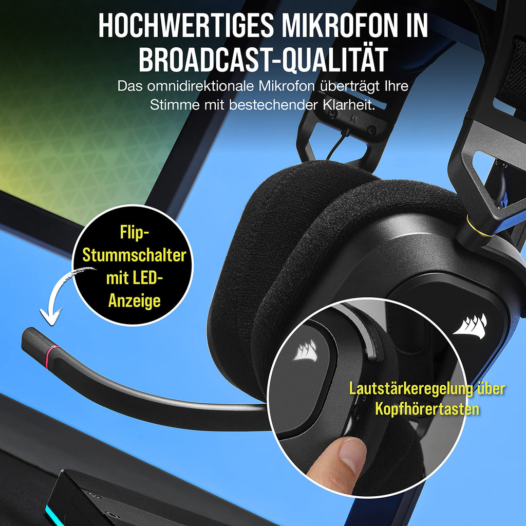 Corsair HS80 MAX Wireless Multiplattform-Gaming-Headset – Stahlgrau