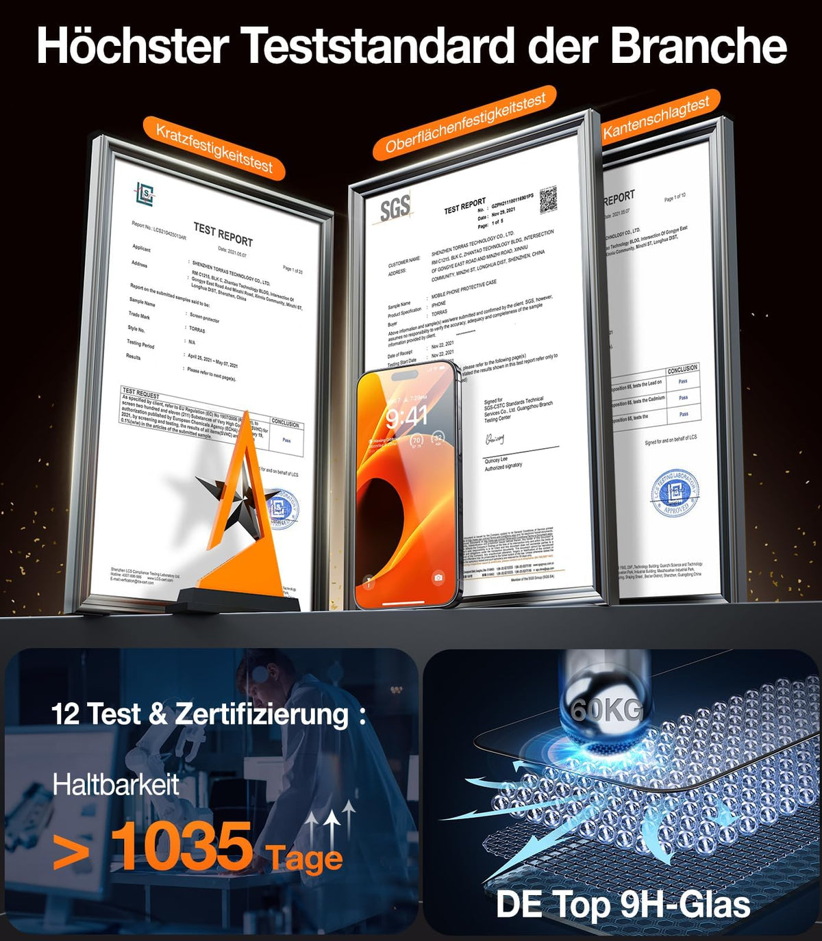 TORRAS für iPhone 18 Pro für Panzerglas TOP 9H+, Auto-Montage, 2 Stück