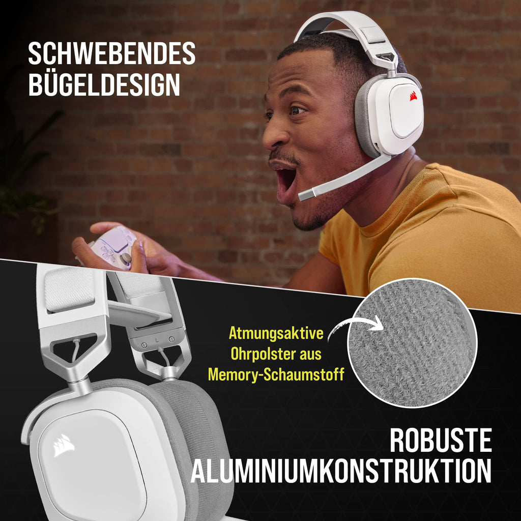 Corsair HS80 MAX Wireless Multiplattform-Gaming-Headset – Stahlgrau