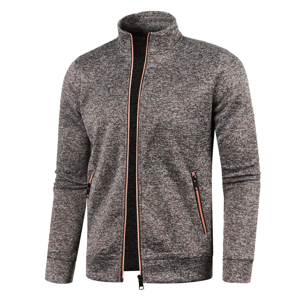 Generisch Sweatjacke Herren Ohne Kapuze Cardigan Mit Reißverschluss Langarm Janker Stehkragen Pullover Casual Warme Herbst/Winterjacke Klassischer Strickweste Trachtenjacke Freizeitjacke