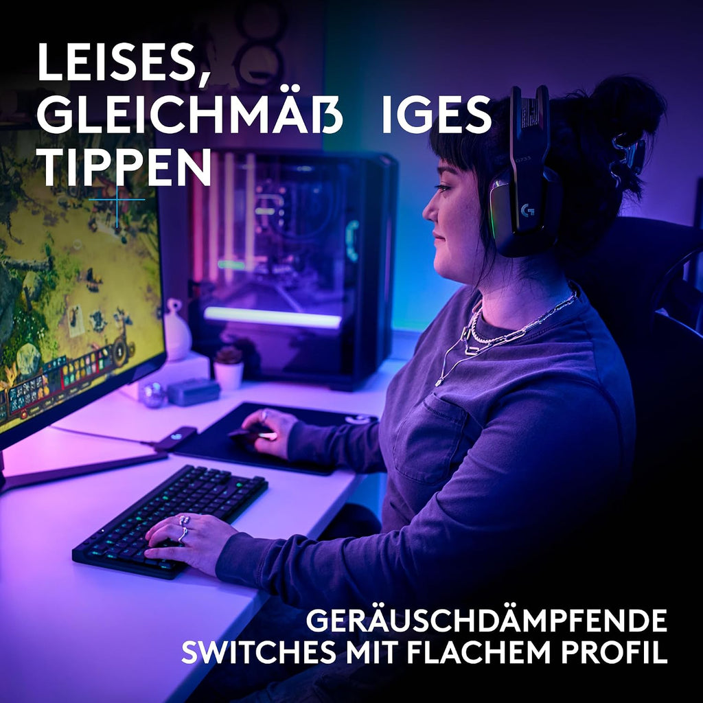 Logitech G G515 LIGHTSPEED TKL kabellose flache Gaming-Tastatur (Schwarz)