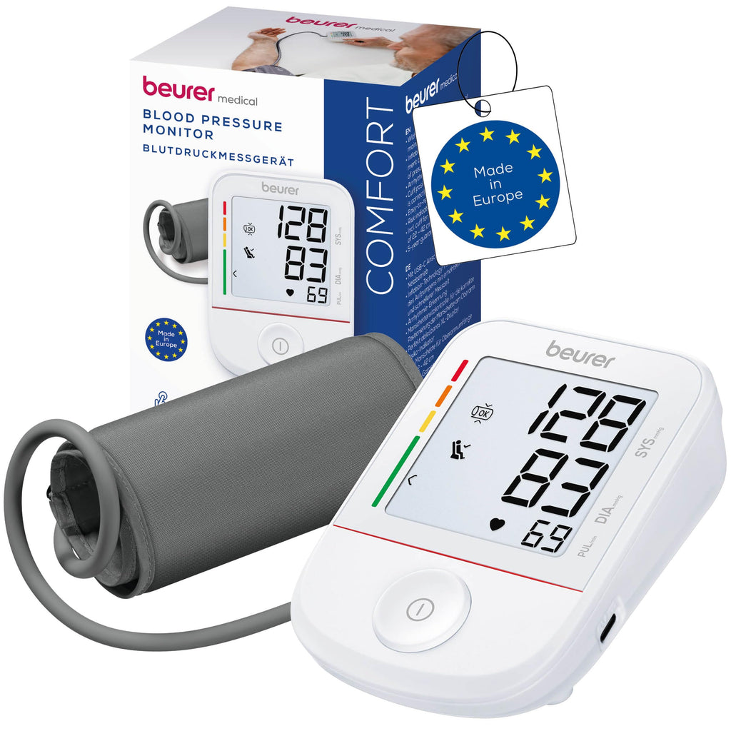 Beurer BM 27 Oberarm-Blutdruckmessgerät mit Manschettensitzkontrolle, klinisch validiert, Manschette für 22-42 cm, Risikoindikator, Arrhythmie-Erkennung, Datenübertragung zu Apple Health und co.