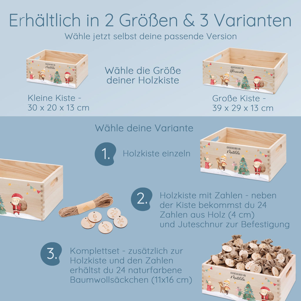 Bärenfreunde Personalisierter Adventskalender zum Befüllen, Holz, Baum