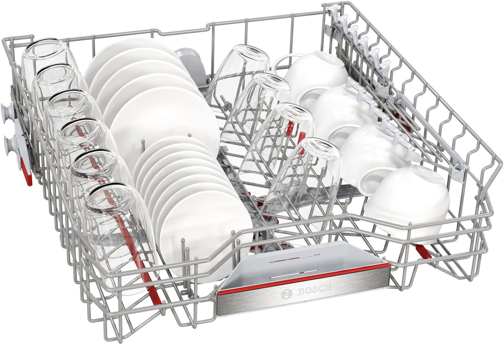 Bosch SMU4EVS08E, Serie 4, Smarter Unterbau-Geschirrspüler 60 cm, Besteckschublade, Spülmaschine mit Programmassistent, besonders Leise, höhenverstellbarer Oberkorb, Automatische Türöffnung, Edelstahl