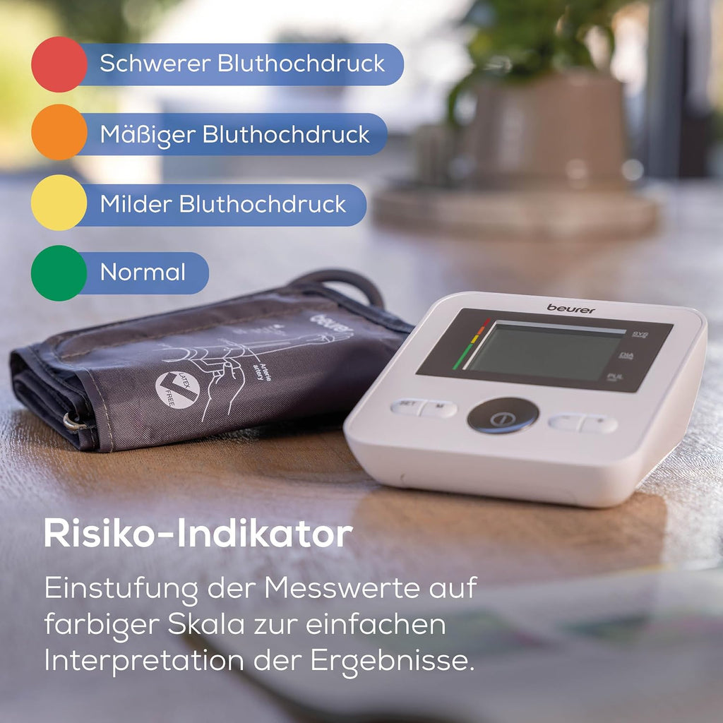 Beurer BM 27 Oberarm-Blutdruckmessgerät mit Manschettensitzkontrolle, klinisch validiert, Manschette für 22-42 cm, Risikoindikator, Arrhythmie-Erkennung, Datenübertragung zu Apple Health und co.