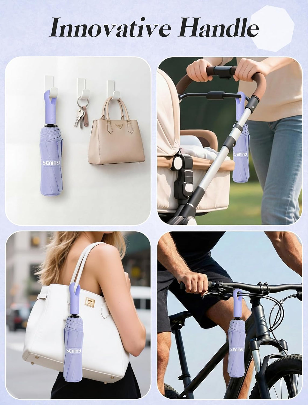 Seniny Windproof Travel Umbrella, Automatic Umbrellas for Rain, Portable & Compact Umbrellas for Backpack, Strong UV for Protection, Folding Small Sun Umbrella for Car, Walking